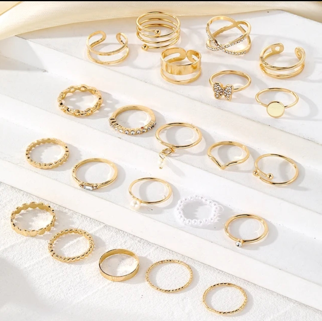 22 Piece Gold Stack-able Ring Set