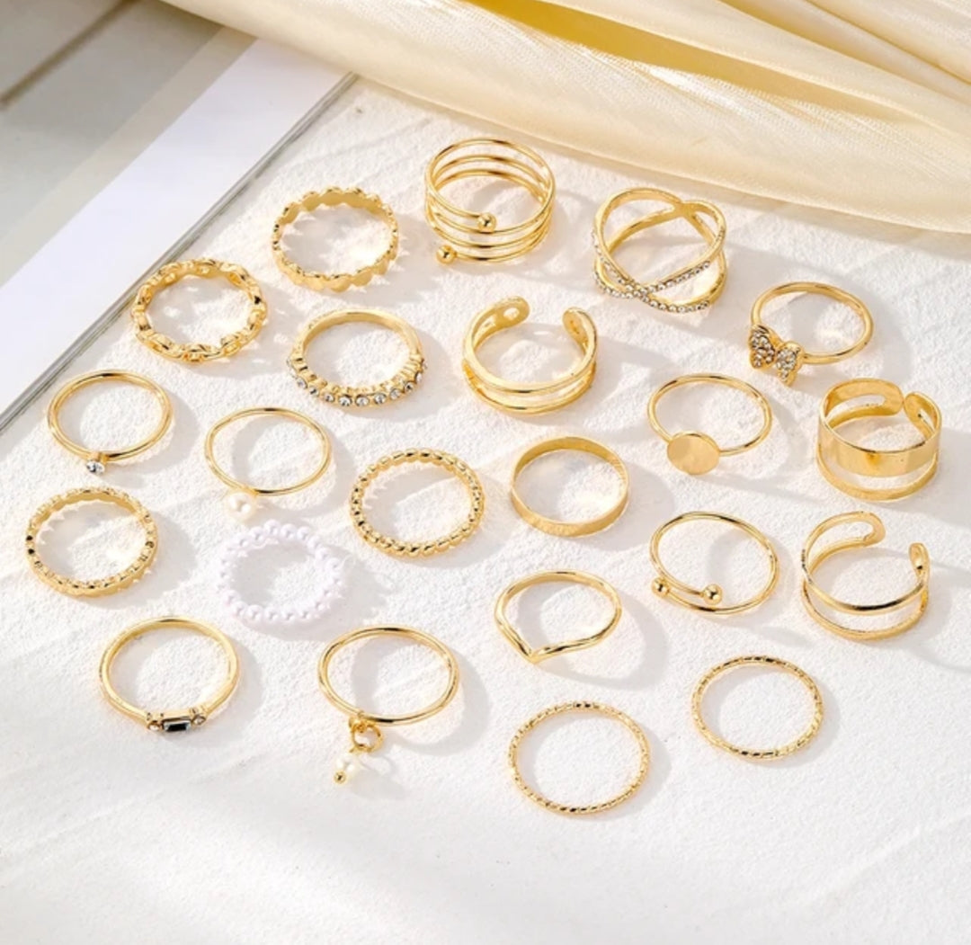 22 Piece Gold Stack-able Ring Set