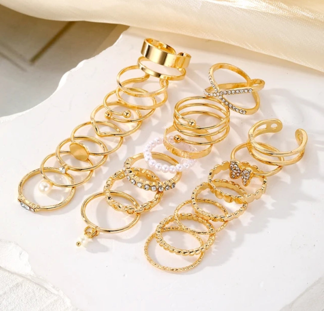 22 Piece Gold Stack-able Ring Set