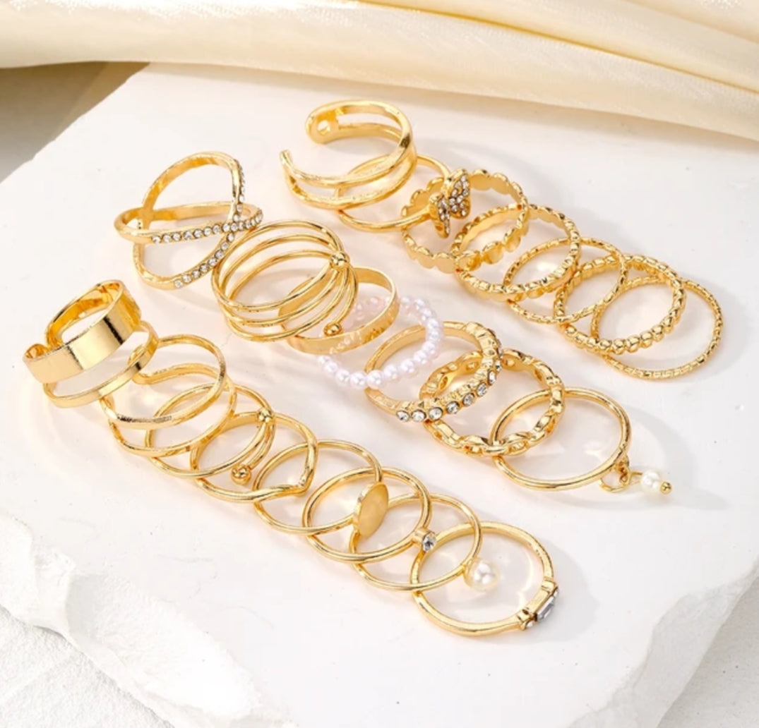 22 Piece Gold Stack-able Ring Set