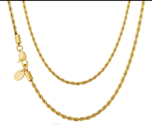 26 in 18K Gold Plated 3mm Rope Chain