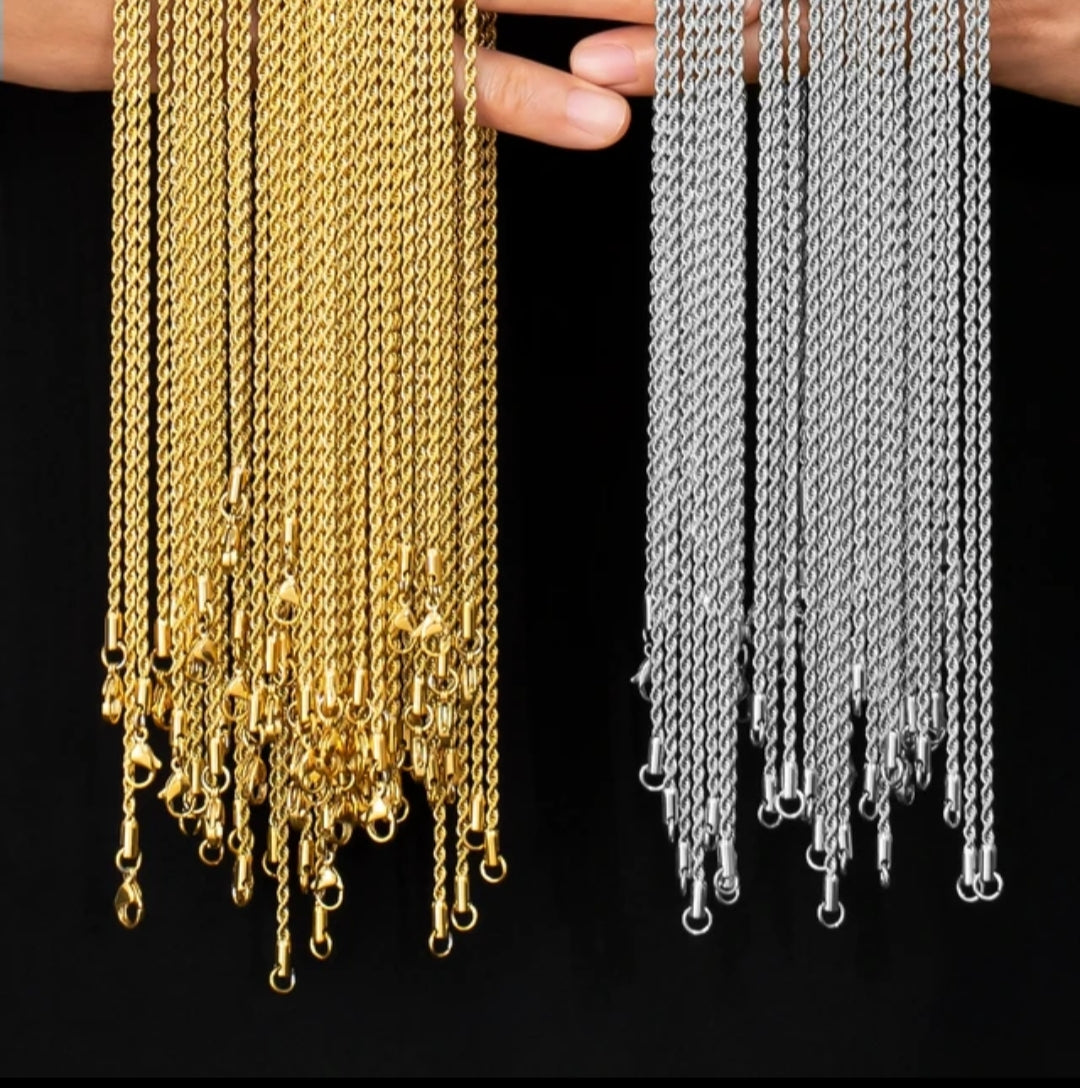 26 in 18K Gold Plated 3mm Rope Chain