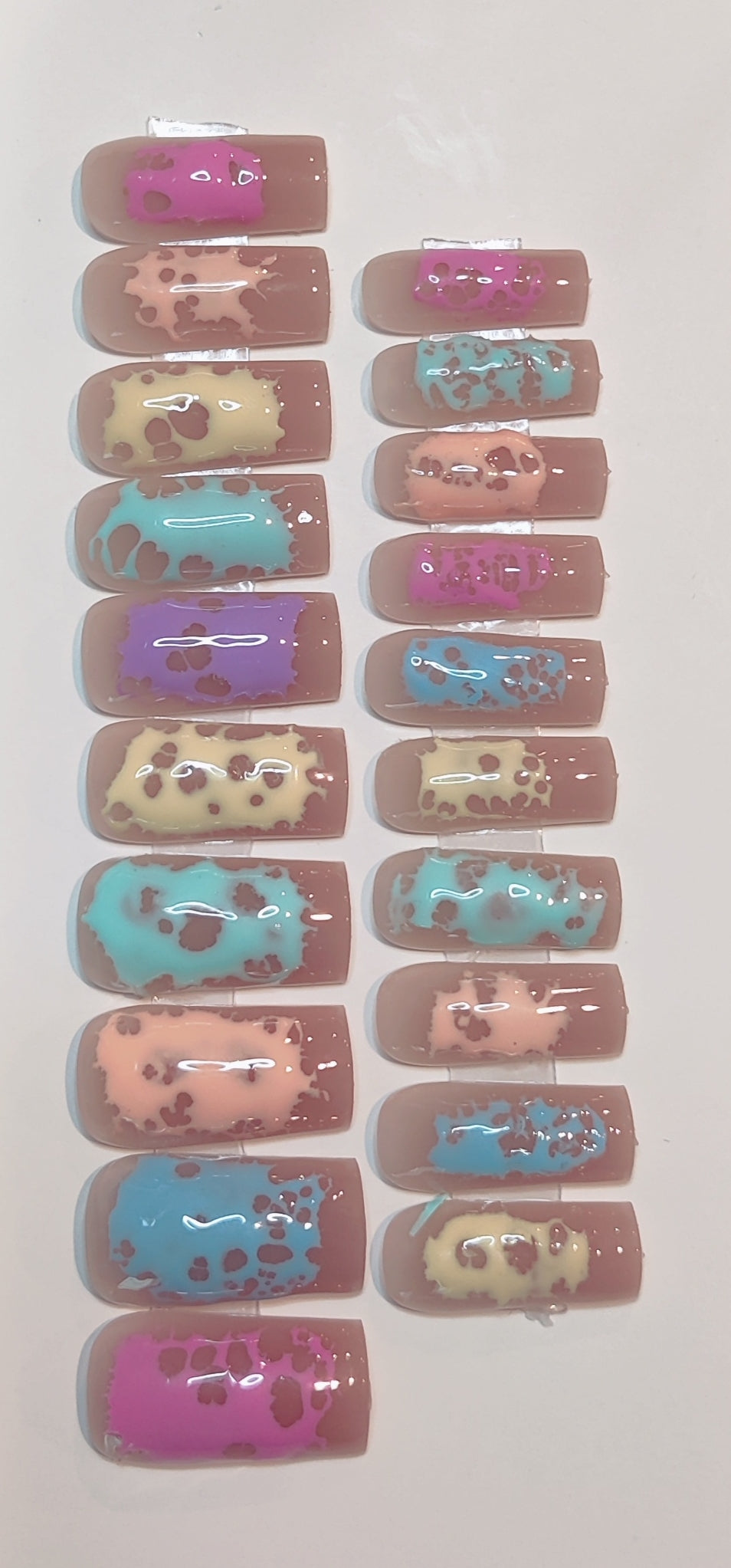 20 PCS Gel Splatter Press On Nails Set